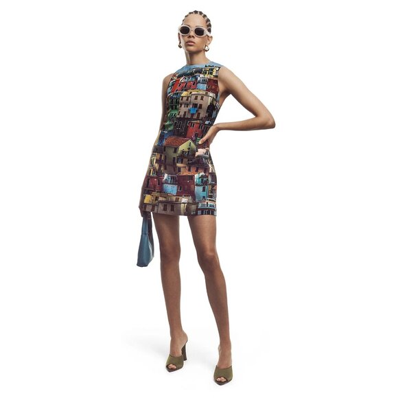 ALICE + OLIVIA Clyde Mini Shift Dress in Italian Landscape, Size 8, NWT - Picture 2 of 16